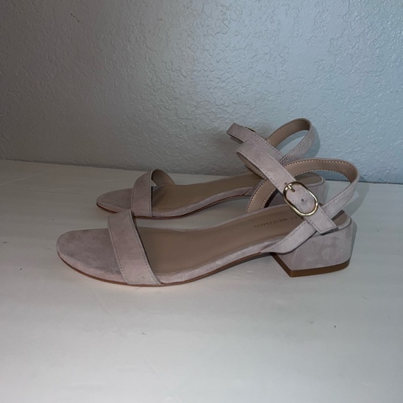 Stuart Weitzman Dancer 35 Raffia Block Sandals Pink Suede - Picture 6 of 12